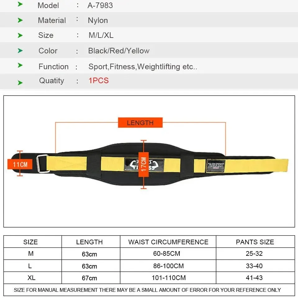 Adjustable Weightlifting Belt For Squats & Deadlifts Back Support For Gym Training