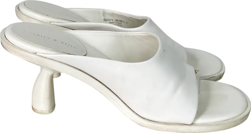 Charles & Keith White Alma Thong Mules UK 6 EU 39 