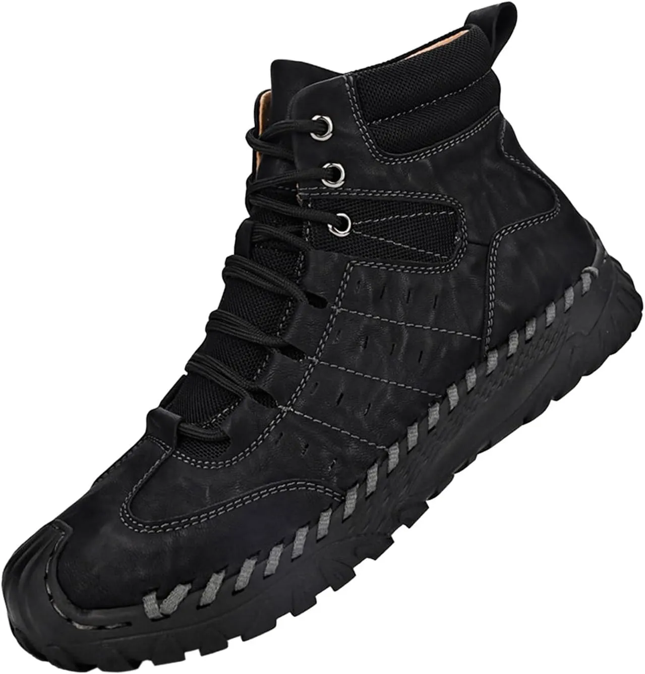 Men Work Boots with Zipper Hiking Sneakers Shoes Slip On Women Safety Shoes Business Casual Platform Sneakers Lightweight Safety Hike Grounded Footwear