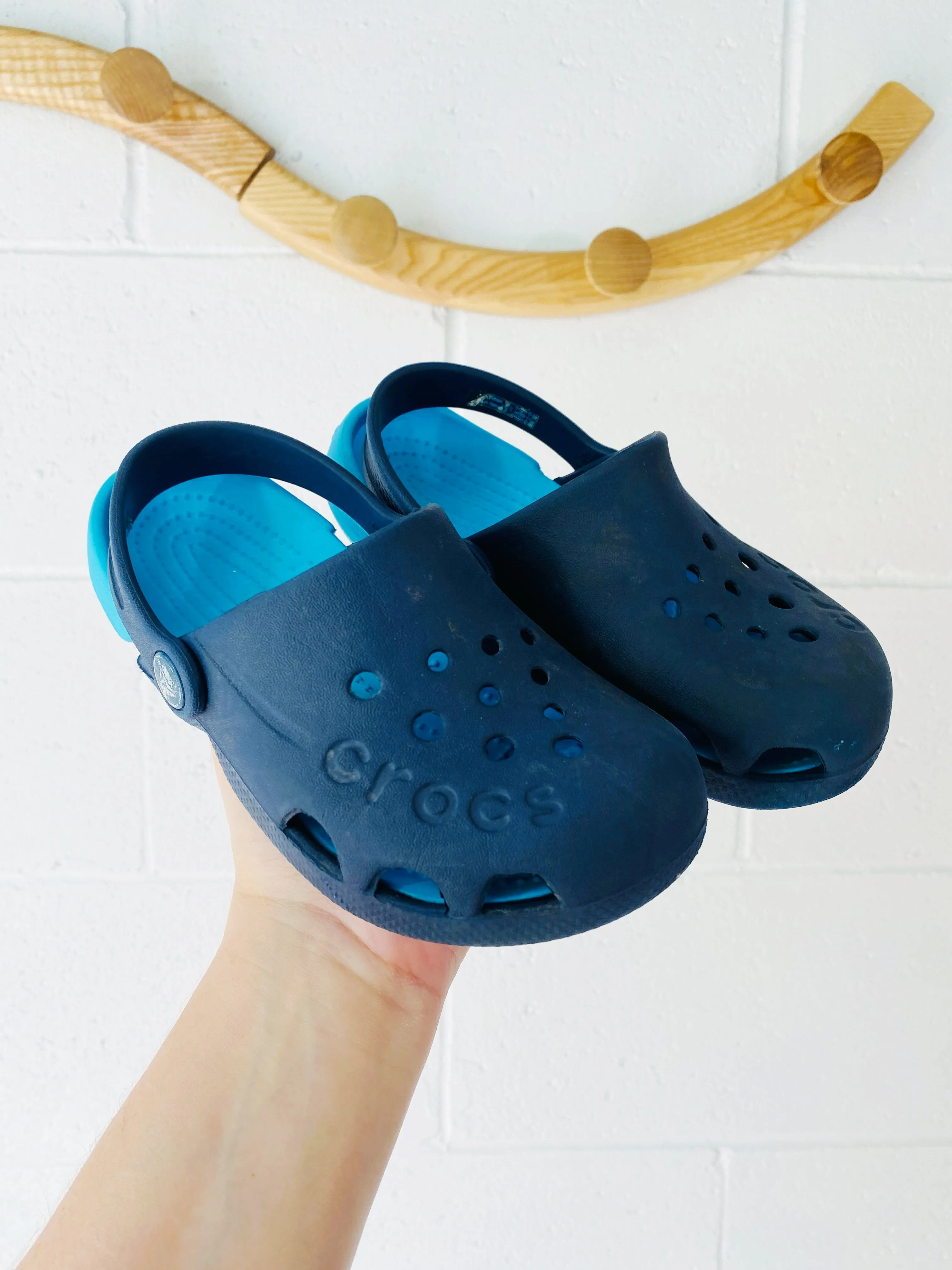 Navy   Turquoise Classic Clogs, size 12 (C12)