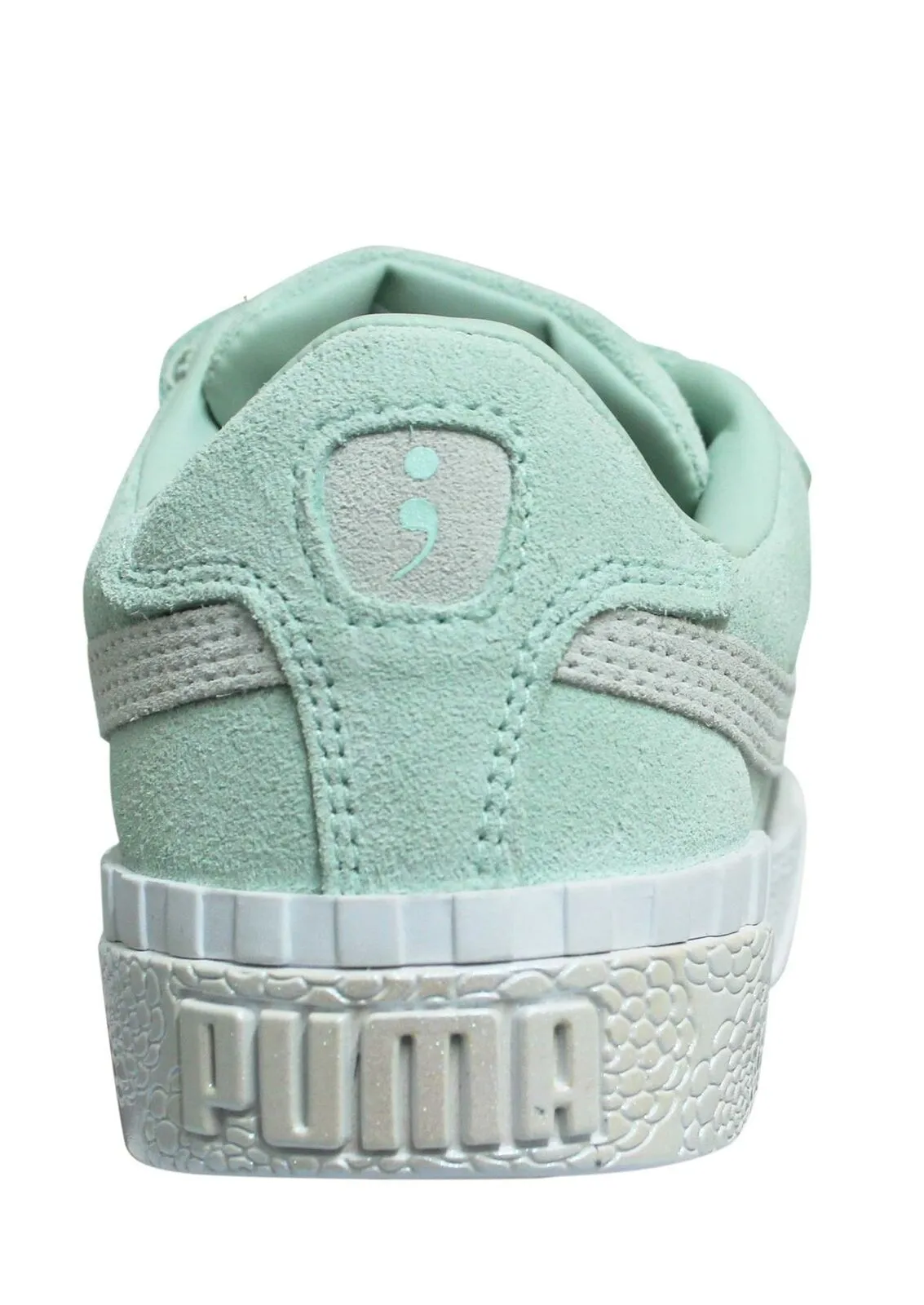Puma Cali V x Selena Gomez Double Strap Aqua Suede Kids Trainers 372463 01