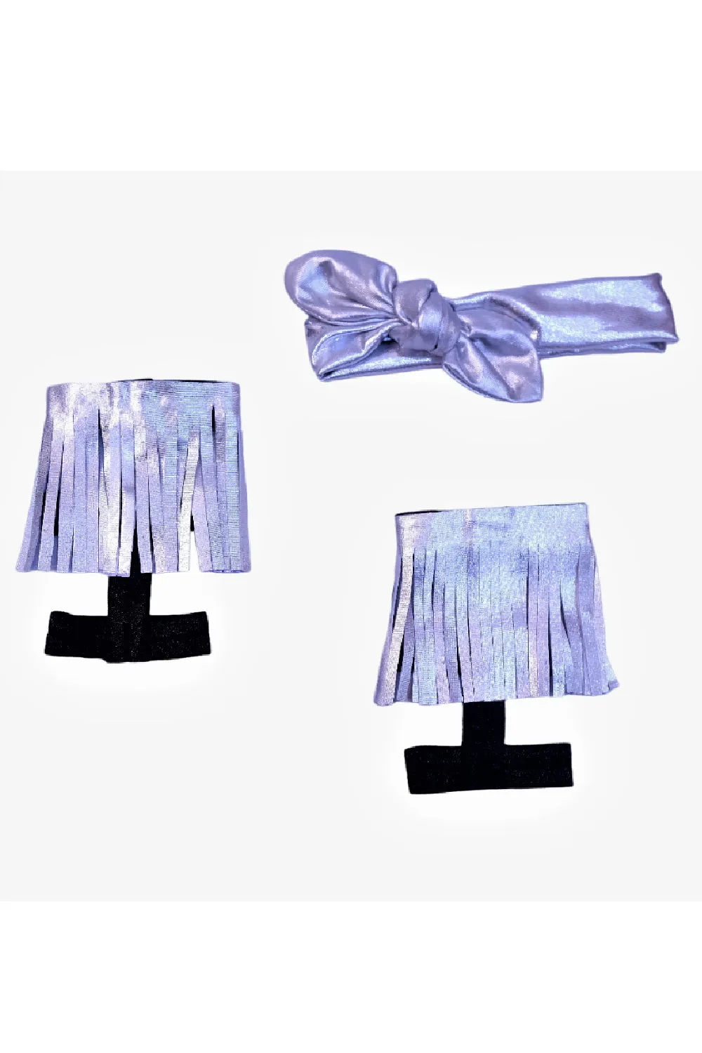 Silver Fringe Gladiator Slip-Ons With Hairband