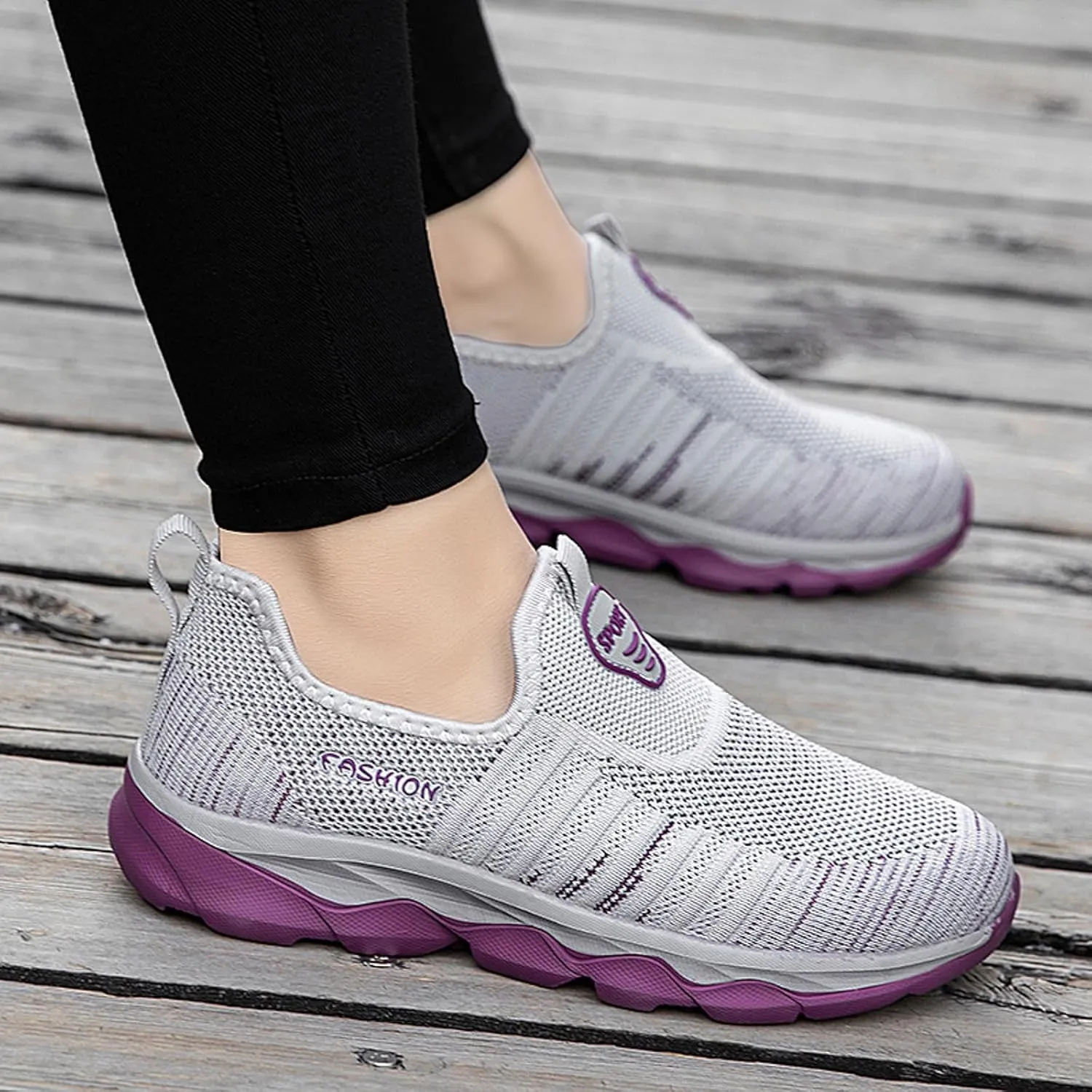 Womens Walking Shoes Slip on Non Slip Memory Foam Arch Support Running Shoes Breathable Mesh Sports Workout Tennis Shoes Fashion Lace Up Sneakers