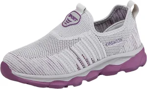 Womens Walking Shoes Slip on Non Slip Memory Foam Arch Support Running Shoes Breathable Mesh Sports Workout Tennis Shoes Fashion Lace Up Sneakers