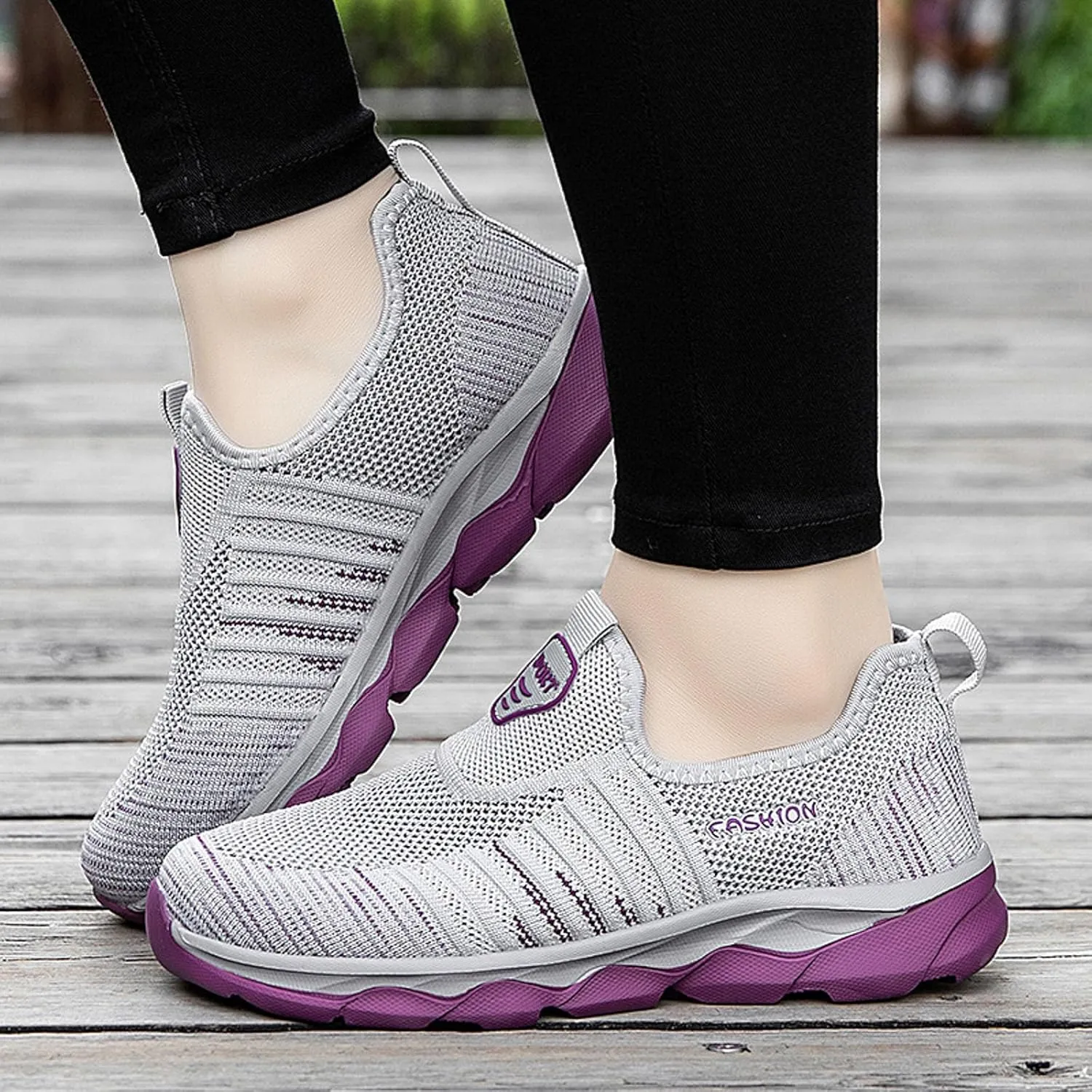 Womens Walking Shoes Slip on Non Slip Memory Foam Arch Support Running Shoes Breathable Mesh Sports Workout Tennis Shoes Fashion Lace Up Sneakers