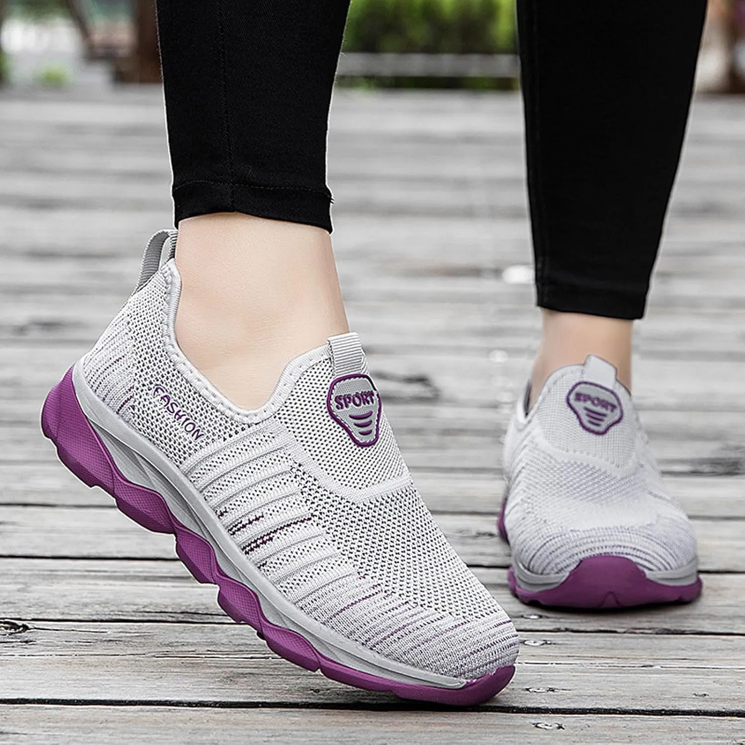 Womens Walking Shoes Slip on Non Slip Memory Foam Arch Support Running Shoes Breathable Mesh Sports Workout Tennis Shoes Fashion Lace Up Sneakers