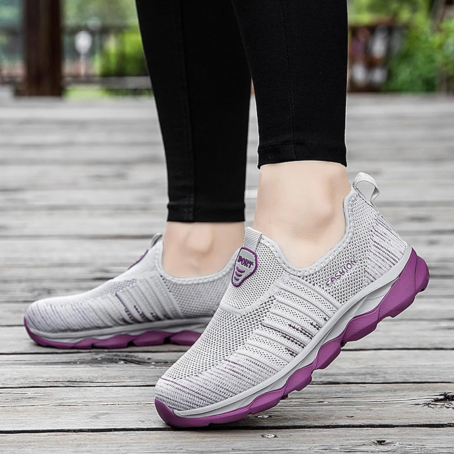 Womens Walking Shoes Slip on Non Slip Memory Foam Arch Support Running Shoes Breathable Mesh Sports Workout Tennis Shoes Fashion Lace Up Sneakers